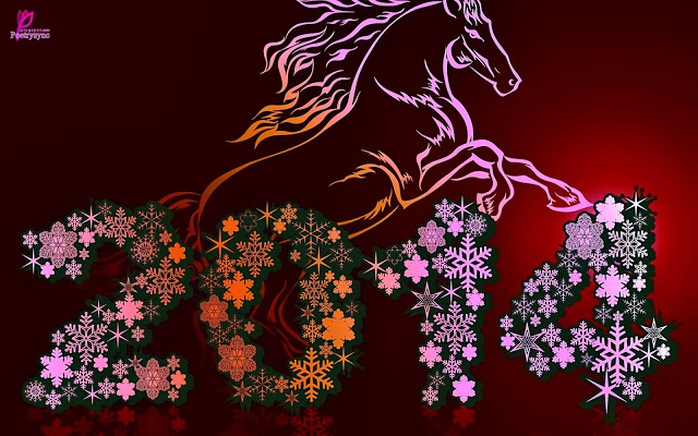 Happy New Year 2014 Wishes Image Horse 3D HD Wallpapers