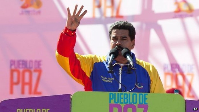 Nicolas Maduro during rally in Caracas