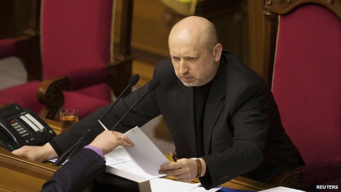 Newly-elected speaker of parliament Oleksander Turchynov attends a session in Kiev February 23, 2014