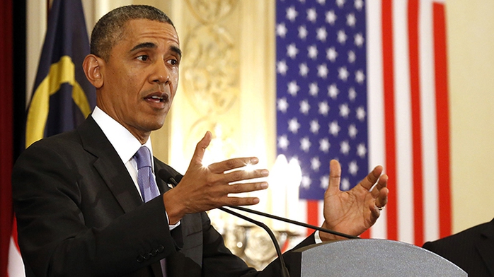 U.S. President Barack Obama speaks during joint news conference at the Perdana Putra Building in Putrajaya, April 27, 2014. (Reuters / Larry Downing)