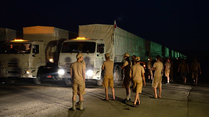 Truck convoy sets out from Alabino near Moscow, will deliver humanitarian relief aid to Ukraine. (RIA Novosti / Maksim Blinov) 