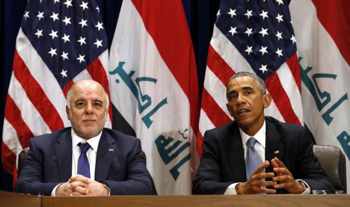 U.S. President Barack Obama meets with Iraqi Prime Minister Haider al-Abadi during the United Nations General Assembly in New York September 24, 2014. REUTERS/Kevin Lamarque