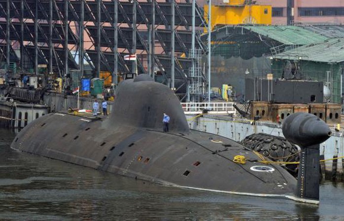 Indian Navys INS Arihant submarine is pictured at the naval warehouse in the southern Indian city of Visakhapatnam November 18, 2014. REUTERS/R Narendra