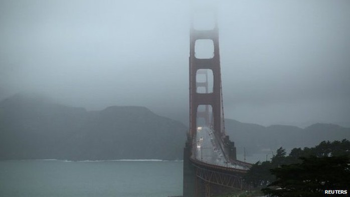 Light vehicle traffic is seen on the Golden Gate Bridge in San Francisco, California 11 December 2014
