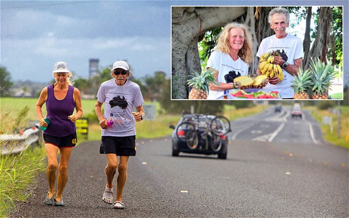 Bà Janette Murray-Wakelin và ông Alan Murray chạy bộ suốt 366 ngày. Ảnh: Telegraph