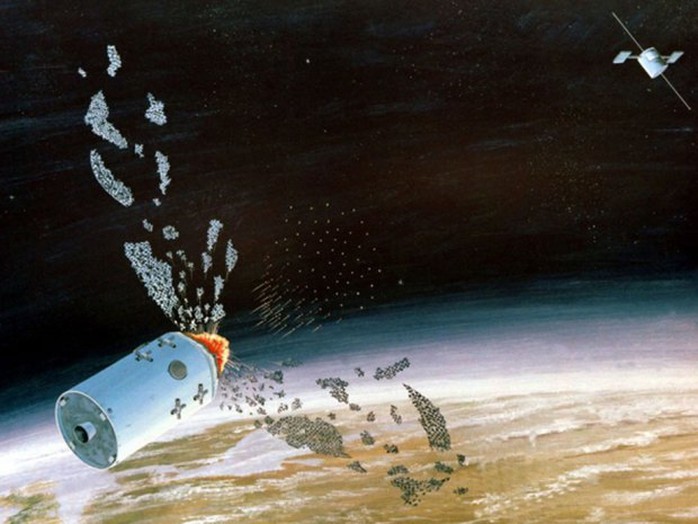 Hình ảnh mô phỏng vũ khí hủy diệt vệ tinh của Liên Xô (cũ) năm 1984. Ảnh: National Post)
