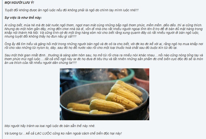 Lời đồn ngô, lạc ủ hóa chất, không cần luộc