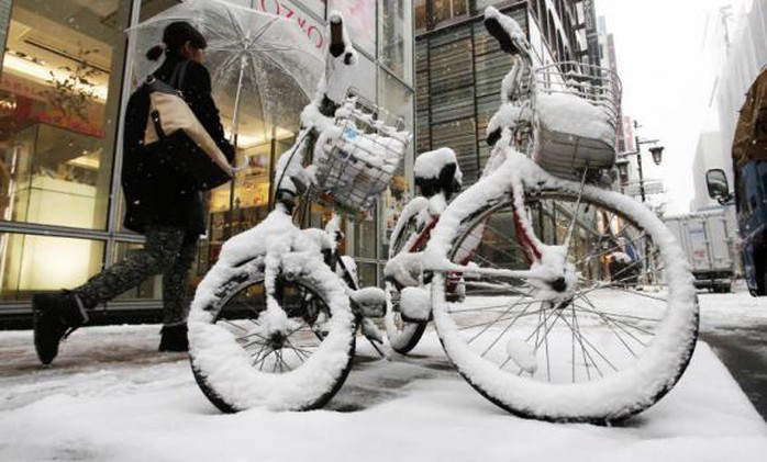 Tuyệt phủ kín khu mua sắm Ginza của Tokyo. Ảnh: Reuters