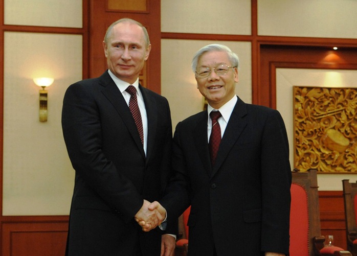 Tổng Bí thư Nguyễn Phú Trọng hội kiến với Tổng thống Vladimir Putin trong chuyến thăm Việt Nam tháng 11-2013. Ảnh: TTXVN