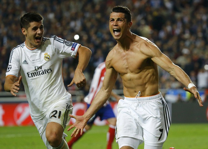 Ronaldo ghi bàn nâng tỉ số lên 4-1 trước Atletico, đưa Real vô địch Champions League 2014