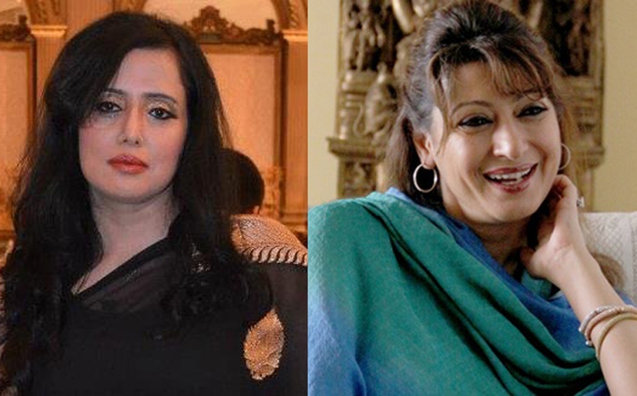 Bà Sunanda Pushkar (phải) và người được cho là tình địch - nhà báo Mehr Tarar (trái)