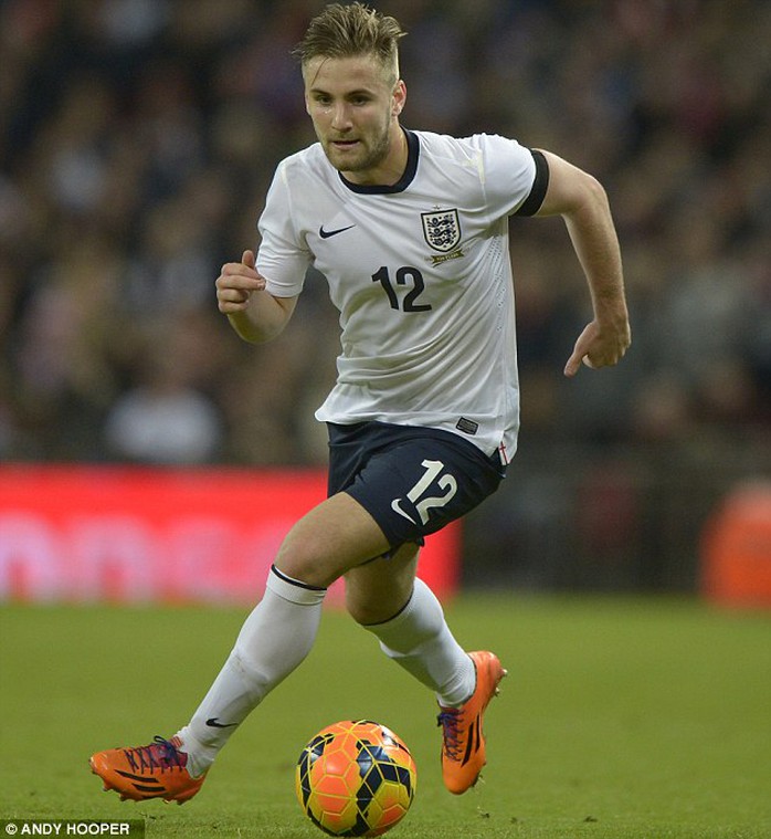 Luke Shaw, người nhiều khả năng sẽ chiếm vị trí hành lang cánh trái của tuyển Anh do Cole để lại