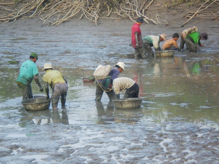 Cảnh
tát đìa bắt cá ăn Tết khá nhộn nhịp tại khu vực biên giới huyện Tịnh Biên, tỉnh
An Giang.