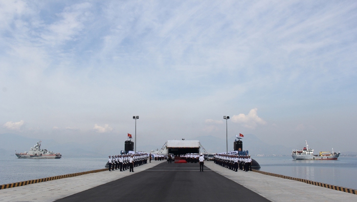 Toàn cảnh buổi diễn tập Lễ thượng cờ cấp quốc gia cho 2 tàu ngầm đầu tiên của Hải quân Việt Nam