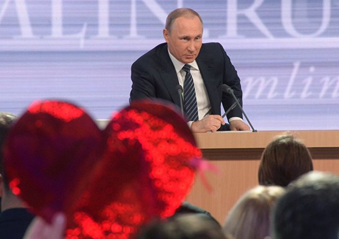 December 17, 2015. Russian President Vladimir Putin at the 11th annual news conference at the World Trade Center on Krasnaya Presnya