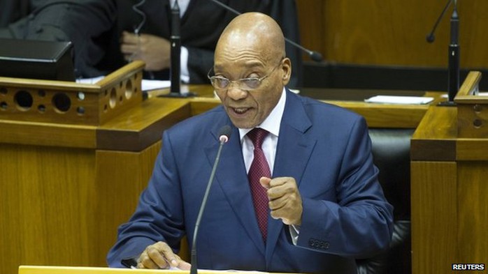 Tổng thống Jacob Zuma đang phát biểu... Ảnh: Reuters