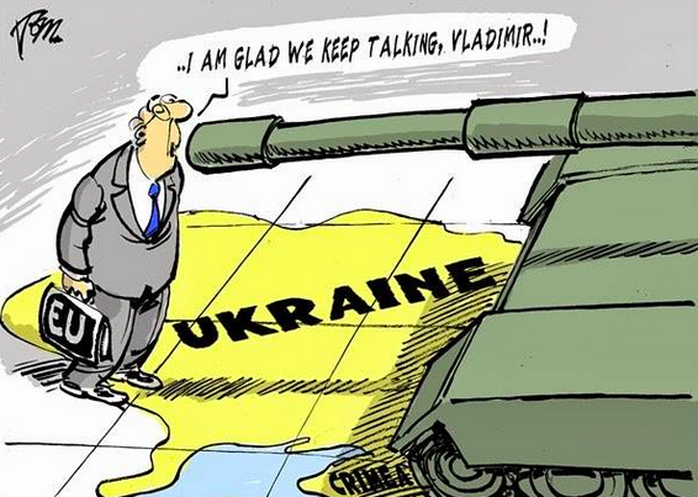 Một biếm họa khác của Charlie Hebdo về cuộc xung đột Ukraine. Ảnh: Fortruss