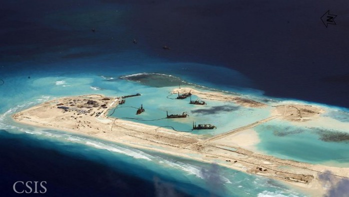 Hình ảnh Trung Quốc cải tạo 1 trong 7 hòn đảo ở Trường Sa. Ảnh: CSIS