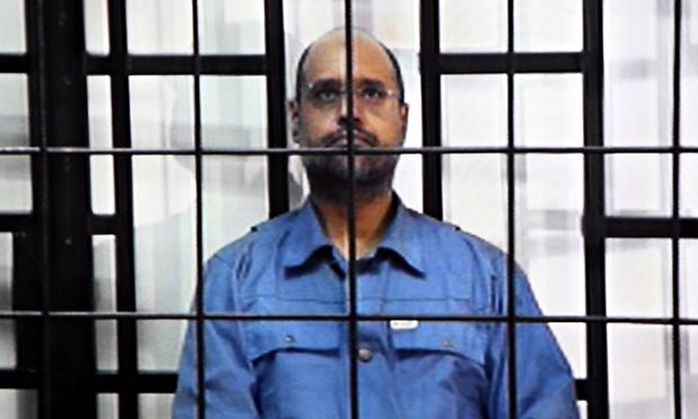 Saif al-Islam Gaddafi trong một phiên tòa ở Libya. Ảnh: EPA