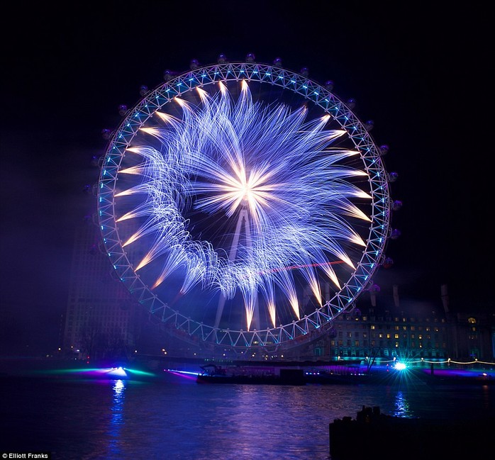 This was the view towards the London Eye from RAF Memorial on Victoria Embankment. This year a ticket system was introduced to limit the numbers of people at the prime viewing sites to 100,000