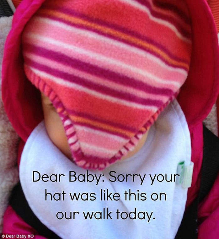 My mistake: This baby girl was stuck with her fleece hat in her face during a walk