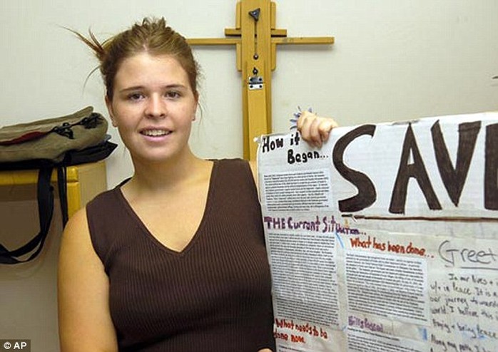 Miss Mueller, pictured in 2007, as she headed to college in Flagstaff, Arizona. She had already developed a passion for aid worker as a teenager 