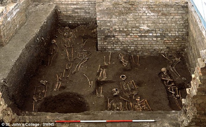 Incredible find: Archaeologists digging under a building owned by St John’s College, University of Cambridge has unearthed the cemetery of a medieval hospital and the remains of 1,300 people