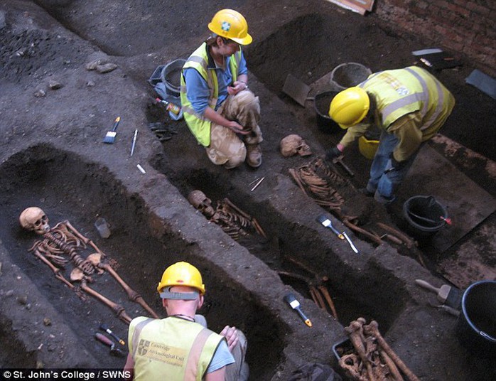 Medieval mysteries: Archaeologists digging under a building owned by St John's College, University of Cambridge has unearthed the cemetery of a medieval hospital and the remains of 1,300 people 
