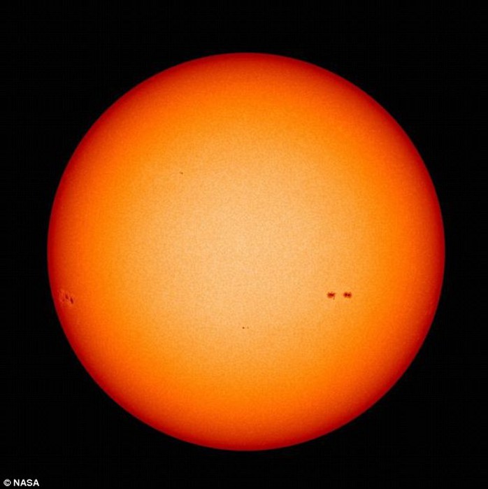 A silent sun: In 2011 this image was captured showing an almost clear sun - which experts say could happen for almost a decade from 2030.