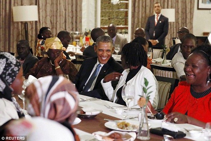 State occasion: The family gathering came as Obama made his first visit to Kenya as president