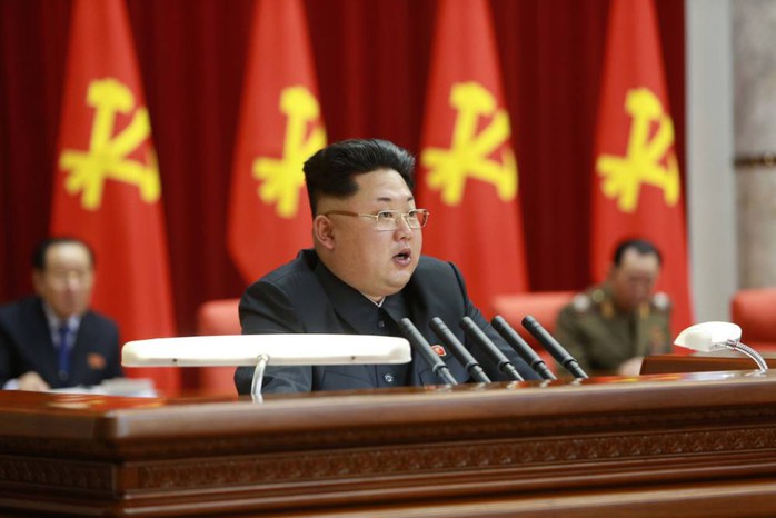 19 Feb 2015, Pyongyang, North Korea --- (150219) -- PYONGYANG, Feb. 19, 2015 (Xinhua) -- Photo provided by Korean Central News Agency (KCNA) on Feb. 19, 2015 shows an enlarged meeting of the Political Bureau of the Central Committee of the Workers Party of Korea (WPK) taking place in Pyongyang on Wednesday under the guidance of top leader of the Democratic Peoples Republic of Korea (DPRK) Kim Jong Un. A resolution adopted at the meeting underscored the need to stick to and carry out the behests of late leader Kim Jong Il. (Xinhua/KC --- Image by © KCNA/Xinhua Press/Corbis