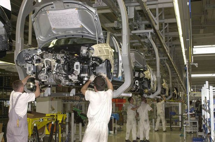 Production line in Volkswagen AG in Kassel, Germany