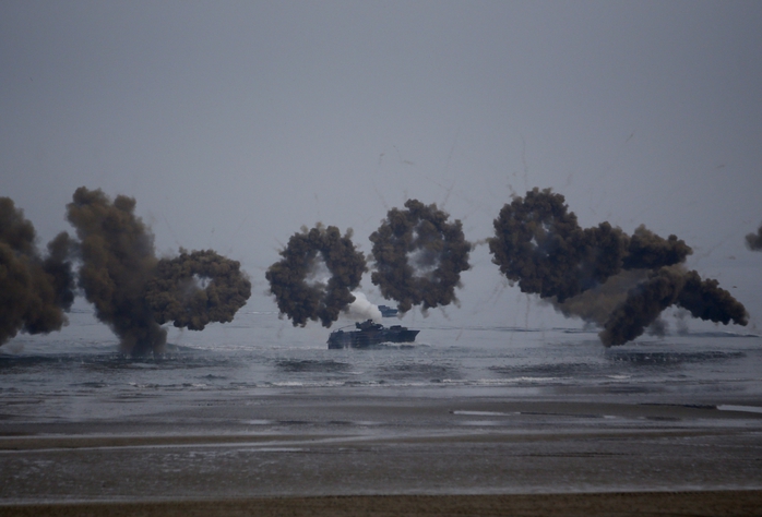 Hình ảnh một cuộc tập trận của Hàn Quốc ở Taean. Ảnh: Reuters