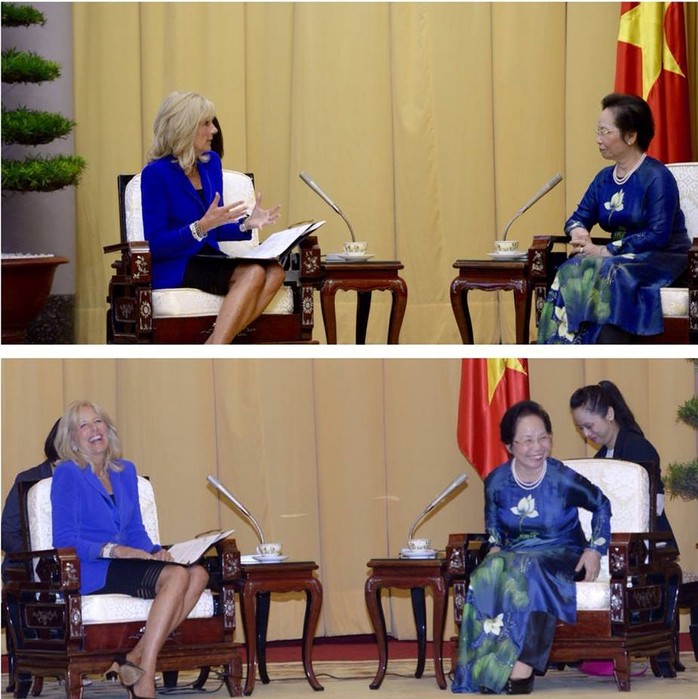 Phó Chủ tịch nước Nguyễn Thị Doan tiếp thân mật bà Jill Biden