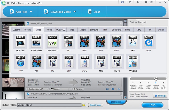 HD Video Converter Factory Pro 9 hỗ trợ chuyển đổi nhiều định dạng video phổ biến hiện nay.