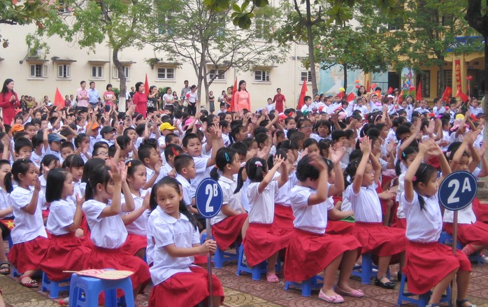 Học sinh của một trường tiểu học tại Hà Nội Ảnh: YẾN ANH