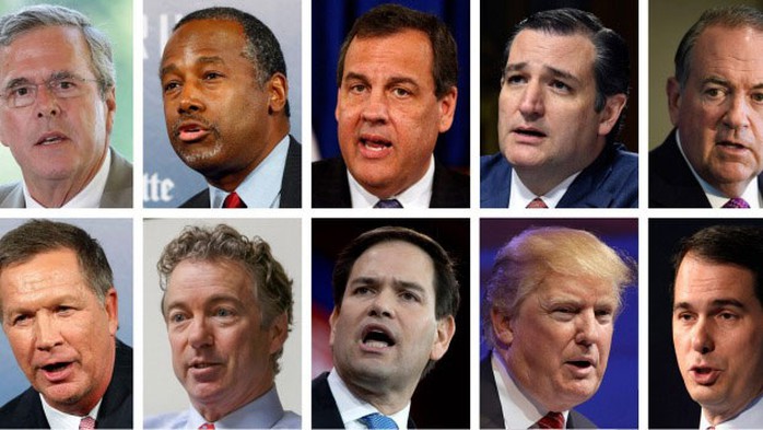 10 ứng viên tổng thống của Đảng Cộng hòa chuẩn bị tham gia cuộc tranh luận trong ngày 6-8 Ảnh: AP