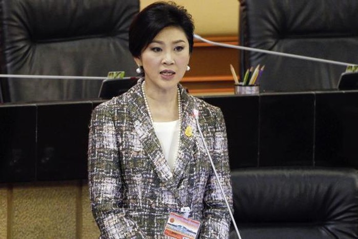 Cựu Thủ tướng Yingluck Shinawatra tại phiên luận tội ở Hội đồng Lập pháp quốc gia hôm 22-1. Ảnh: Reuters