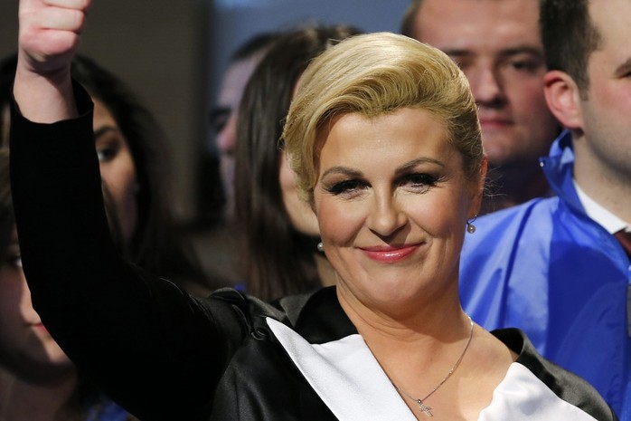 Bà Kolinda Grabar-Kitarovic ăn mừng khi trở thành tân Tổng thống Croatia. Ảnh: Reuters