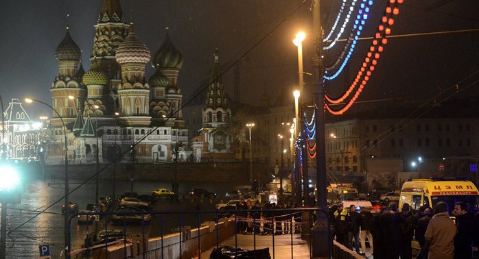 Hiện trường vụ sát hại ông Nemtsov. Ảnh: Sputnik News