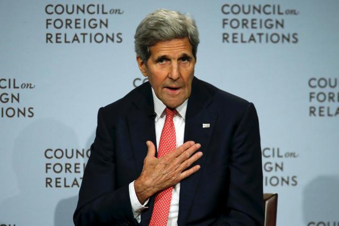 Ngoại trưởng Mỹ John Kerry phát biểu trước Hội đồng Quan hệ Đối ngoại ở New York. Ảnh: Reuters