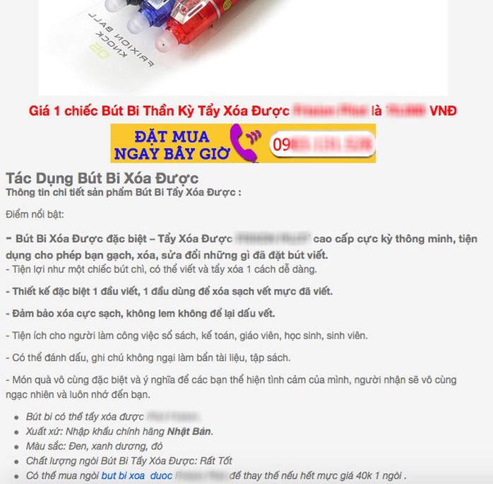 Các đơn vị phân phối quảng cáo rất đầy đủ về tác dụng của loại bút