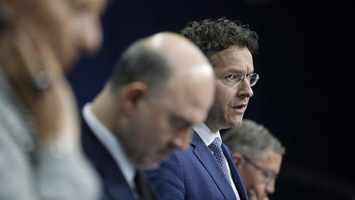 Chủ tịch Eurogroup (nhóm bộ trưởng tài chính các nước Eurozone), ông Jeroen Dijsselbloem, tại cuộc họp báo hôm 20-2. Ảnh: EPA