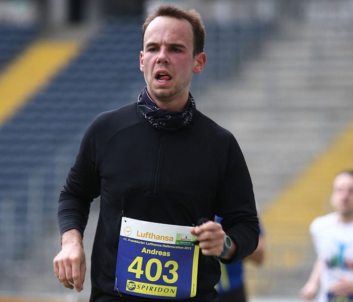 Andreas Lubitz trong một cuộc đua marathon của hãng Lufthansa. Ảnh: BILD