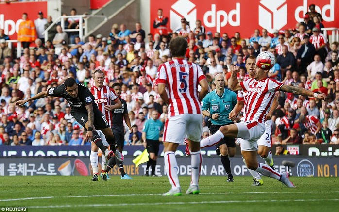 Coutinho tung cú sút sấm sét về phía khung thành Stoke City