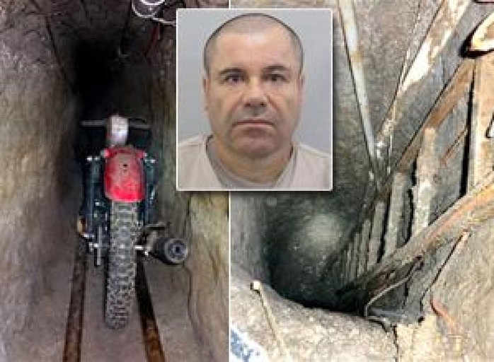 Hầm ngầm và El Chapo (ảnh nhỏ) Ảnh: JAMMEDUP