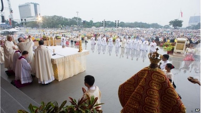 Buổi lễ thánh tại Manila sẽ kết thúc chuyến thăm châu Á của Giáo hoàng. Ảnh: AP
