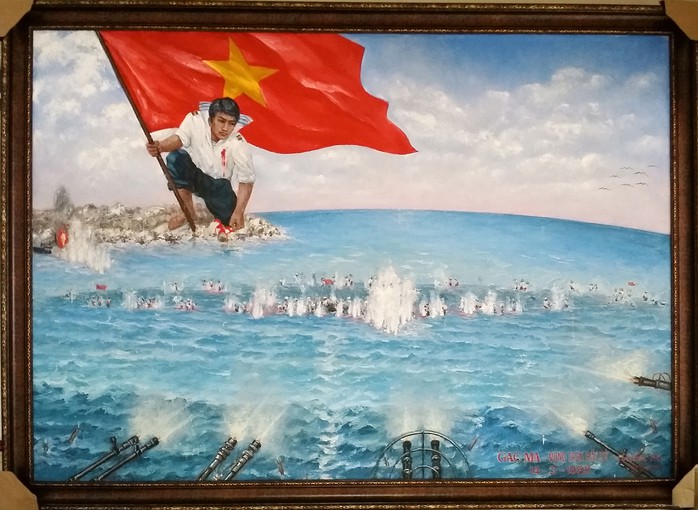 Bức tranh “Gạc Ma - Vòng tròn bất tử” được họa sĩ Bùi Lệ Trang thực hiện trong 1 tháng