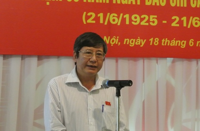 Phó Chủ tịch Thường trực Tổng LĐLĐ Trần Thanh Hải phát biểu tại lễ gặp mặt sáng 18-6
