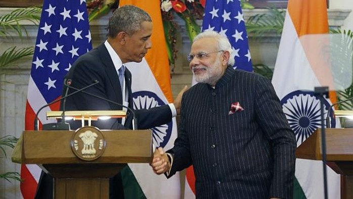 Tổng thống Mỹ Barack Obama và Thủ tướng Ấn Độ Narendra Modi đạt được thỏa thuận năng lượng hạt nhân. Ảnh: Reuters